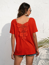 Lace Trim Short Sleeve Top