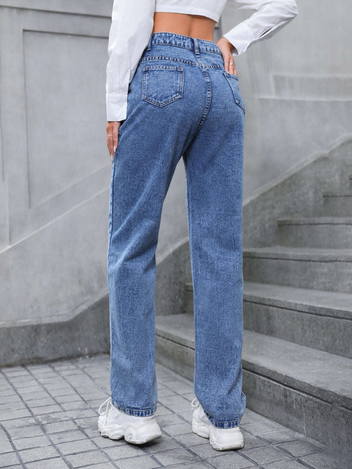 High Waist Straight Leg Jeans