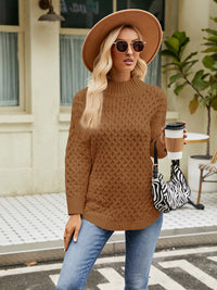 Mock Neck Slit Sweater