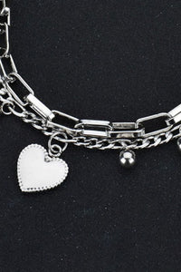 Heart Charm Stainless Steel Bracelet