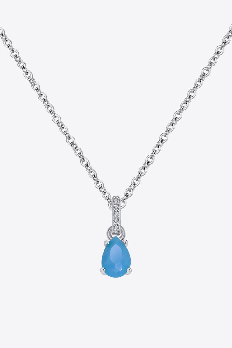 Teardrop Turquoise 4-Prong Pendant Necklace