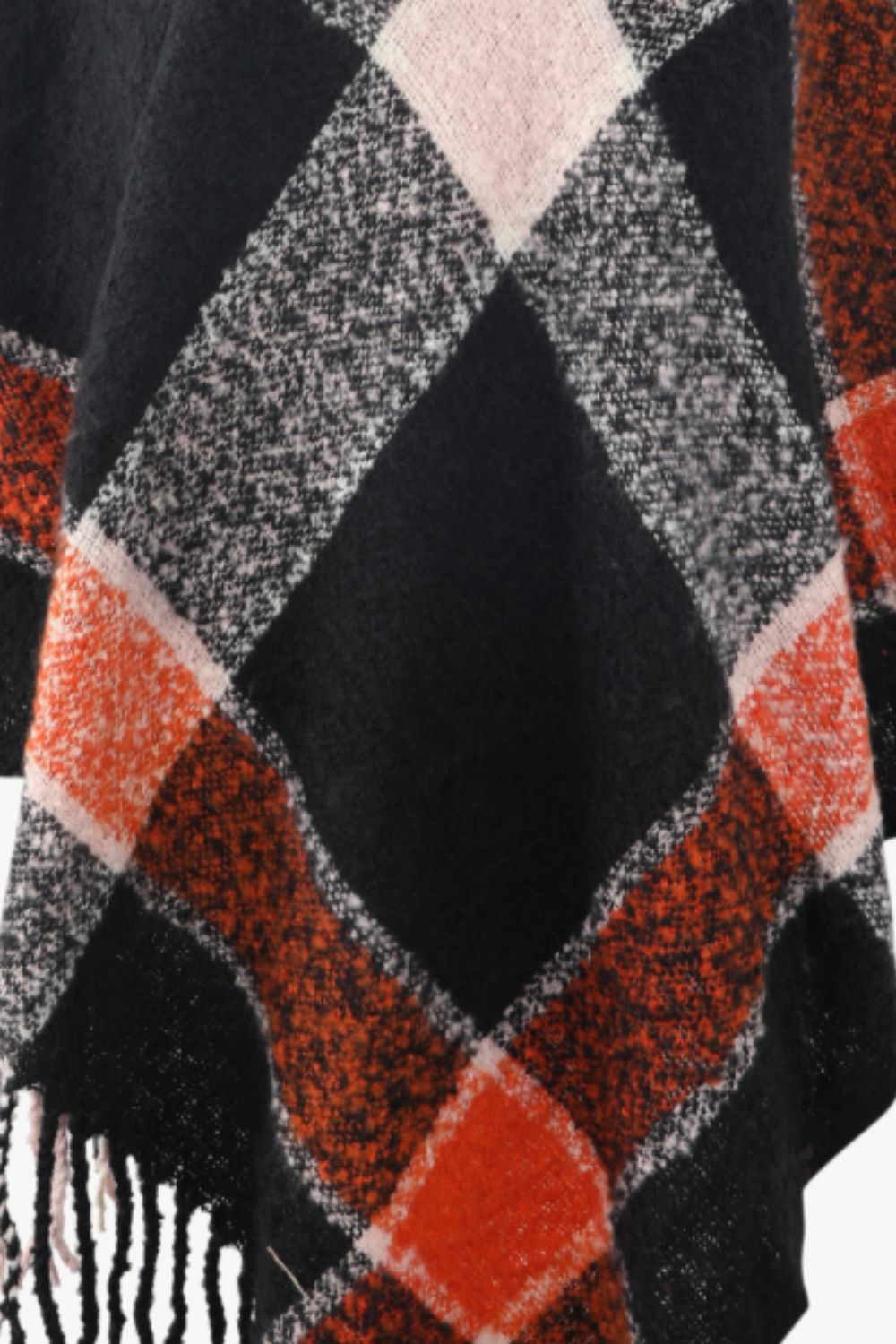 Plaid Fringe Detail Poncho