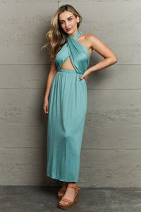 Ninexis Know Your Worth Criss Cross Halter Neck Maxi Dress