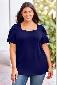 Plus Size Square Neck Puff Sleeve Tee