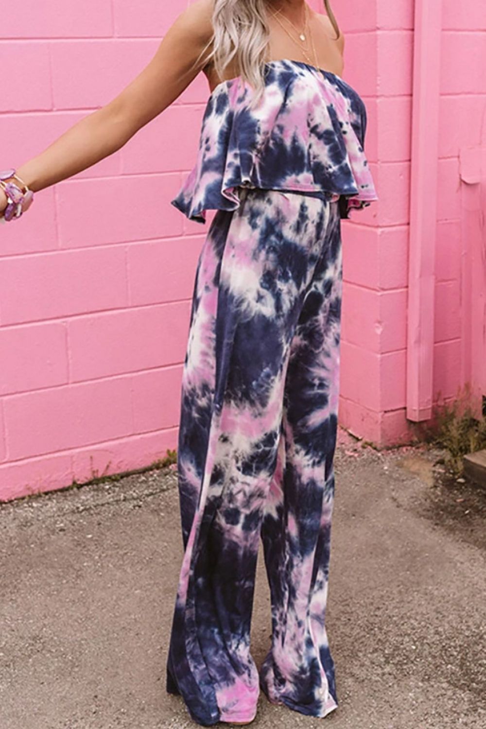 Tie-Dye Layered Strapless Jumpsuit