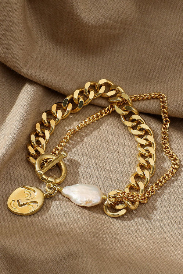 Gold Chain & Pearl Bracelet