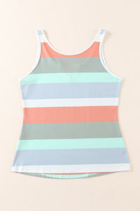 Striped Notched Neck Tank